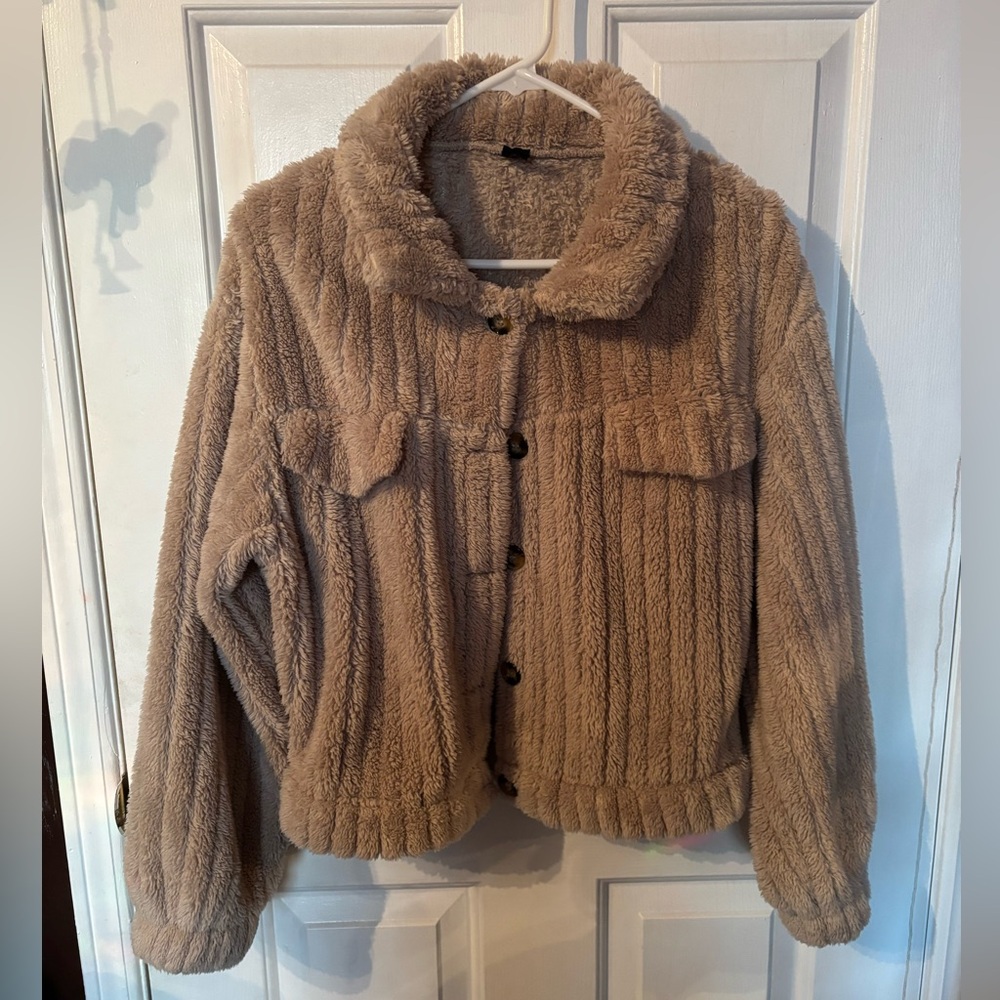 SHEIN Tan Teddy Jacket